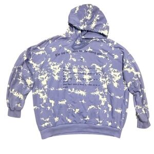 Adika Womens Purple Tie Dye Hoodie Sweatshirt Oversized Girl Boss Rules Large